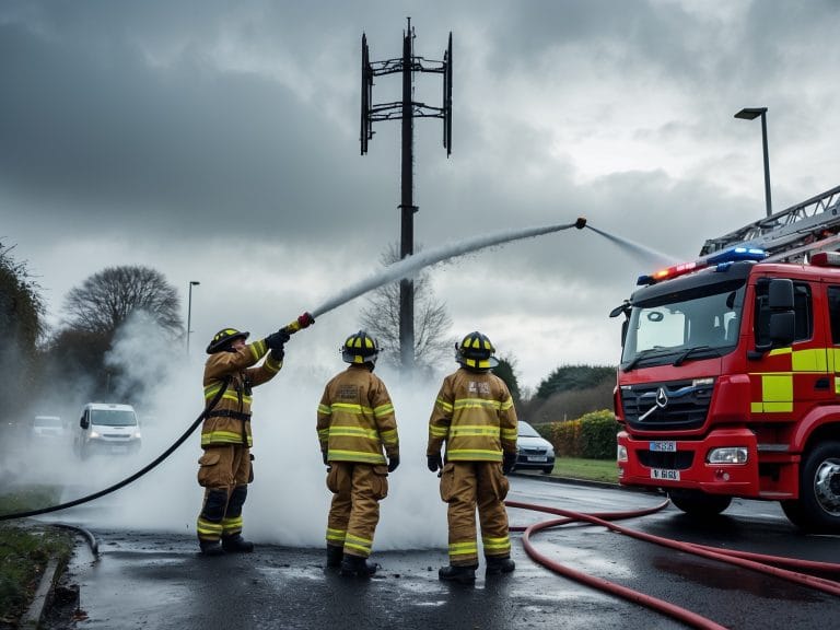 Phone Mast Fire on Margate Road: Four Fire Engines Tackle Herne Bay Blaze
