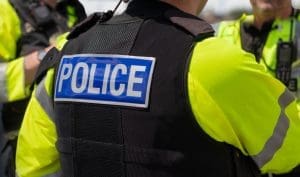 Police officer tactical vest close-up