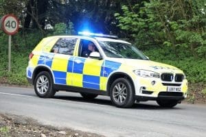 Police SUV with blue lights