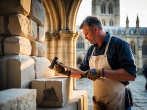 Canterbury Cathedral stonemasons bring traditional skills to St George's Clocktower revamp