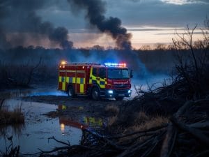 Grass Fire on Swanscombe Marshes Brought Under Control by Kent Fire and Rescue Service