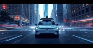 Waymo's Self-Driving Car Navigates Los Angeles Street Dressed as New York City Film Set