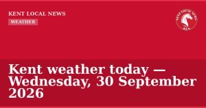 Kent weather today — Wednesday, 30 September 2026 — Kent Local News branded hero
