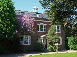 Gad's Hill Place in Higham, Charles Dickens's former home, a red-brick house with a white cupola