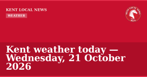 Kent weather today — Wednesday, 21 October 2026 — Kent Local News branded hero